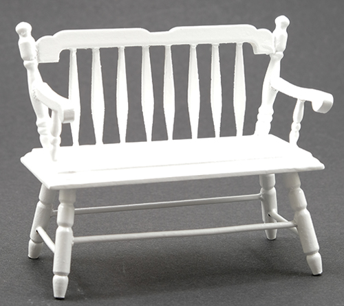 Dollhouse Miniature Deacon Bench, White